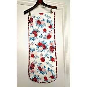 Pioneer Woman Table Runner Pink Red Roses Floral Checkered Back Cottage Core 72"